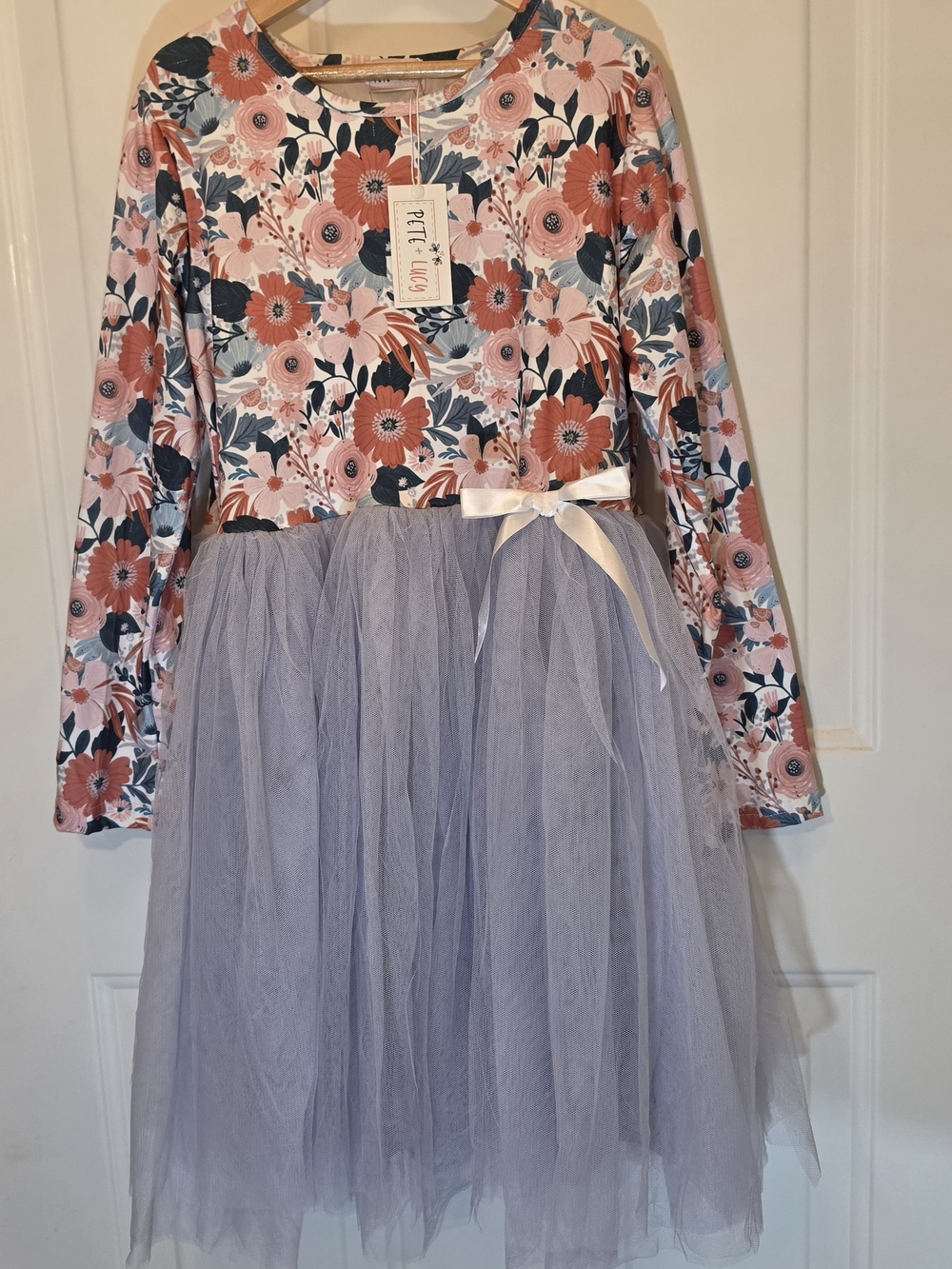Pink Floral & Lavender Tulle Dress P+L=PLUSH CLOUD SOFT FABRIC
